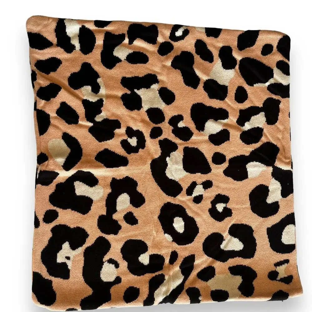 Pink leopard knit accent throw pillow cover only 18